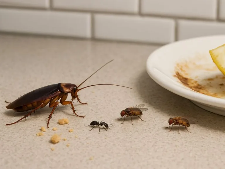 أكثر الحشرات التي تظهر في المطبخ بسبب بقايا الطعام والرطوبة