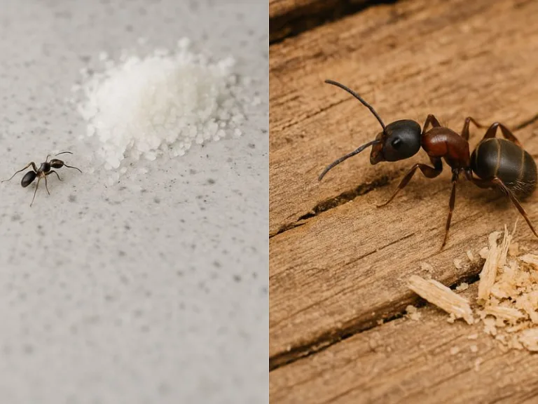 الفرق بين نمل المطبخ ونمل الخشب من حيث الشكل والمكان الذي يتواجد فيه كل نوع