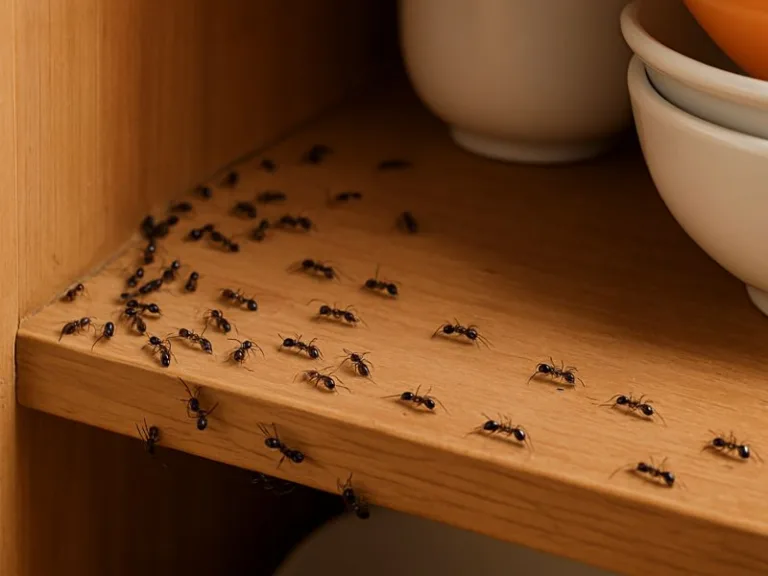 وجود النمل في الخزائن الخشبية قد يشير إلى بيئة غير نظيفة أو رطبة تجذبه للعيش داخلها