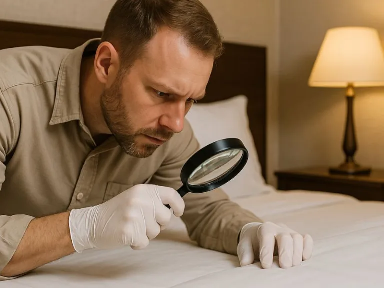 طرق فحص غرف الفنادق لاكتشاف الحشرات قبل الإقامة بدون الحاجة لمعدات خاصة
